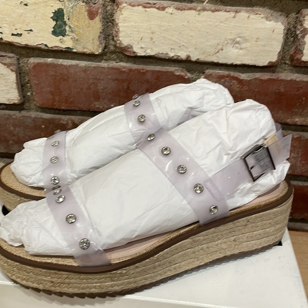 SCHUTZ Christiane Vinyl Studded Platform Wedge Sandal NIB - Picture 8 of 9